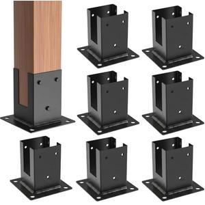 ORIGLE 4×4 Post Base 8Pcs,Inner Size 3.58"x3.58" Post Brackets, Heavy Duty Powder-Coated Post Anchor Matte Black Wood Post Brackets for Pavilion Deck Railing