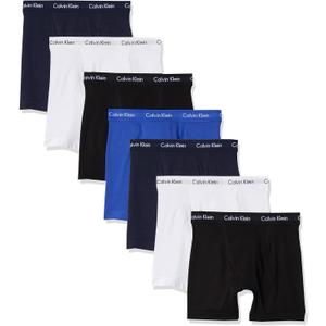 Calvin Klein Men's Cotton Stretch 7-Pack Boxer Brief (Large, 2 Blue Shadow, 2 White, 2 Black, 1 Cobalt Water)