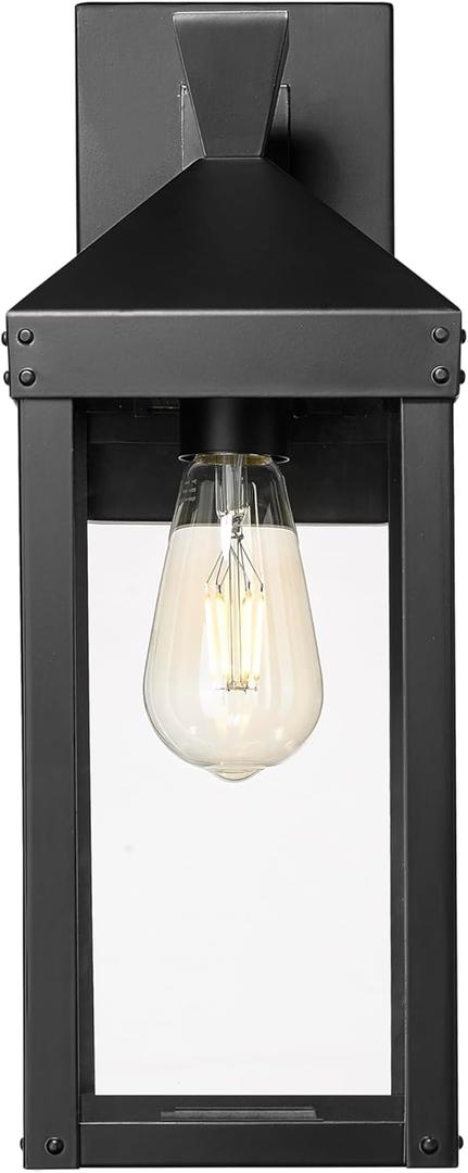 ML Lighting 22911-PBK Yates 17.25" High 1-Light Outdoor Wall Sconce - Painted Black