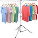 Foldable Portable Space Saving Clothes Drying Rack, Heavy Duty Stainless Steel Laundry Drying Racks, Adjustable High Capacity Garment Rack, with Windproof Hooks.