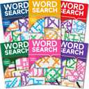 Elfew 8000+ Large Print Word Search Books for Adults & Teens & Seniors, 6-Pack with 330+ Themes Puzzles Activity Books for Brain Games & Stress ReliefInnovative Shape Word Search Design, 7.6*10.5