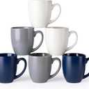 AmorArc 16oz Coffee Mugs Set of 6, Large Ceramic Coffee Mugs for Man, Woman, Dad, Mom, Modern Coffee Mugs with handle for Tea/Latte/Cappuccino/Cocoa, Dishwasher&Microwave Safe, Multi-Color