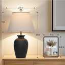 Cinkeda 22" Black Ceramic Farmhouse Table Lamp with Ginger Jar Design - for Living Room,Dining Room,Bedroom,Office,Nightstand,End Table
