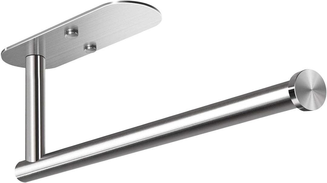 VAEHOLD Adhesive Paper Towel Holder Under Cabinet Mount, Wall Mounted Paper Towel Roll Holder for Kitchen Paper Towel, Stainless SteelSilvery