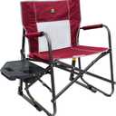GCI OUTDOOR Freestyle Rocker XL with Side Table Camping Chair | Portable Folding Rocking Chair with Solid, Durable Armrests, Drink Holder & Comfortable Backrest  Red