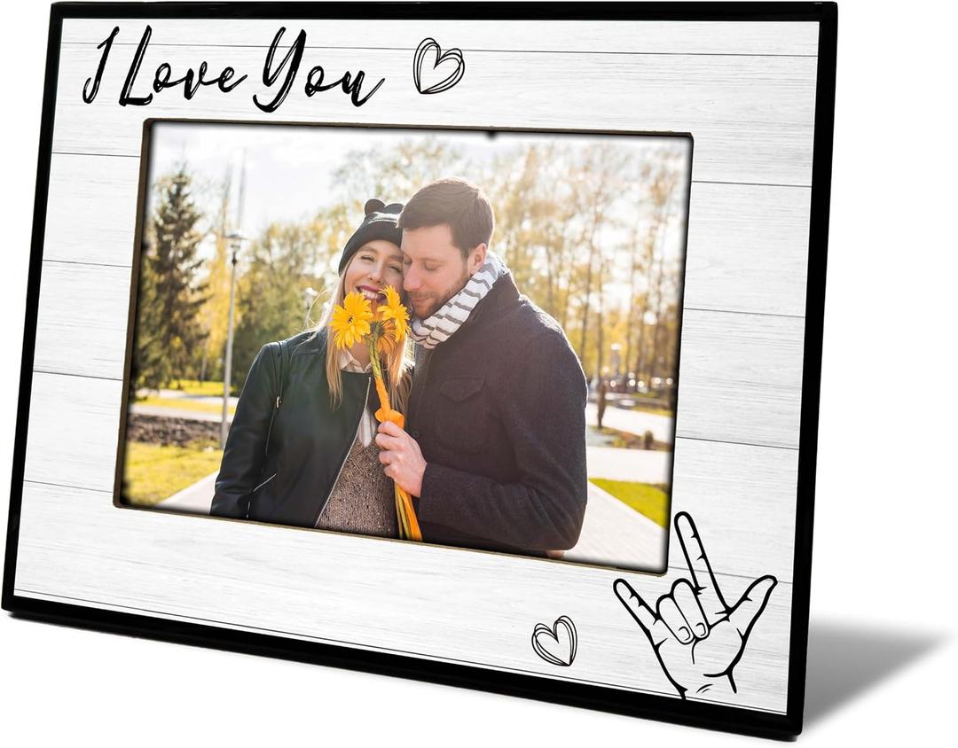 Couples Picture Frame | Love Photo Frames for Valentines Day Engagement Wedding Gifts, 4x6 Heart Picture Frame for Home Table Decor-A03