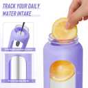 FULBEVY 32 oz Glass Water Bottles - 1 Liter Motivational Tumbler Water Bottle Time Marker - Borosilicate Glass Water Bottle With Silicone Sleeve and 2 Lids, Handle Spout & Bamboo Straw Lid