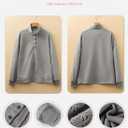 SHEWIN Women's Casual Long Sleeve Sweatshirt Lightweight Button Drawstring Pullover Tops (Gray, XL)