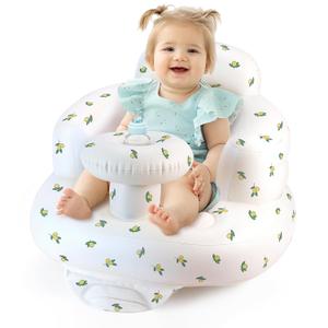 Inflatable Baby Seat for Babies 4-36 Months, Tooktro Blow Up Floor Chair with Built-in Air Pump for Sitting Support, Perfect for Summer and Beach Travel, Inflatable Baby Chair (Olive)