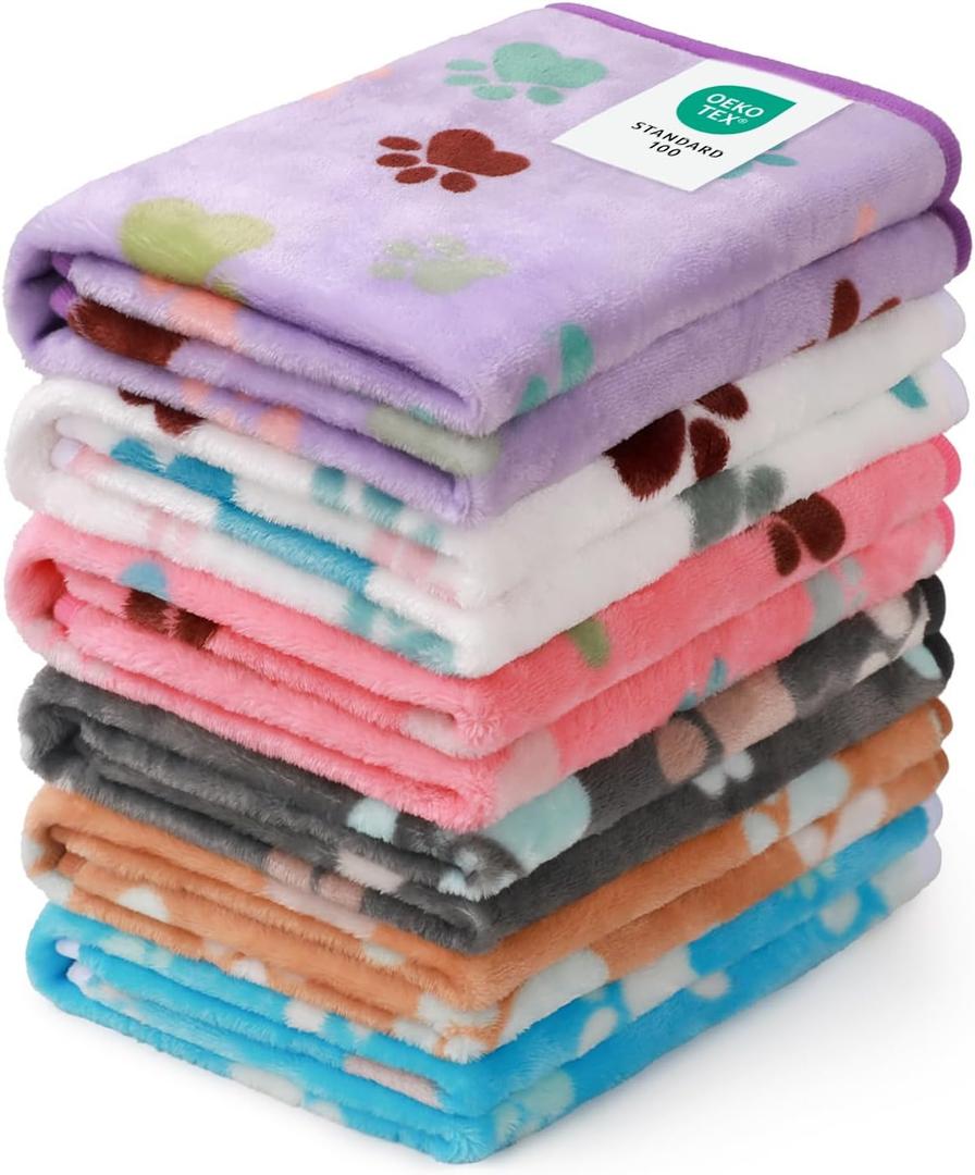 Luciphia 1 Pack 6 Dog Blankets Cat Soft Fluffy Fleece Pet Blanket Warm Cute Print Design Puppy Kitten Doggy Paw Medium(30"x20")