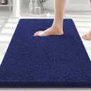 Smiry Luxury Chenille Bathroom Rugs 30x20, Extra Soft and Absorbent Shaggy Bath Mat, Machine Washable, Non-Slip Plush Carpet Runner for Tub, Shower, and Floor, Home Decor Accessories, Deep Blue