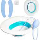 Sitz Bath for Postpartum Care and Hemorrhoids, Sitz Bath for Toilet Seat, Foldable Sitz Bath with Flusher, Deeper and Wilder, Suitable for Any Toilet Seat