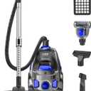 32Kpa 1600W Canister Vacuum Cleaner(Energy Class A), Cyclon Power, Dust Full Indicator, Double HEPA Filter, 3.7Qt Large Capacity, Lightweight Vac for Hard Floors, Carpets, Pet Hair, Blue