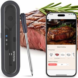 Wireless Meat Thermometer Digital,Bluetooth Smart Meat Thermometer with Ultra-Thin Probe, Food Thermometer for Remote Monitoring of Oven,BBQ, Grill,Smoker,Air Fryer,iOS & Android App Compatible.