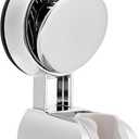 Adjustable Shower Head Holder, Relocatable Handheld Showerhead Holder for Wall, Suction Cup Shower Head Bracket for RV Bathroom Shower (Silver)