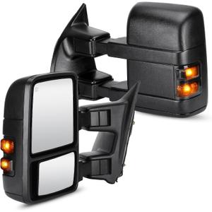 Heated Towing Mirrors for Ford F 250 F 350 F 450 F 550 Super Duty 2008-2016
Adjustable & Heated Glass, Telescoping & Folding, Side Tow Mirror Pair set with Turn Signal (Black)