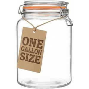 kitchentoolz Large 1 Gallon Glass Mason Jar Extra Wide-Mouth with Hinged Lids, Airtight Leakproof Glass Canning Jars, Container for Preserving, Overnight Oats - Pack of 1