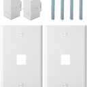Bates- 1 Port Ethernet Wall Plate, 2 Pack with 2 Pcs of Cat6 Keystone Jack, Ethernet Wall Outlet, RJ45 Wall Plate, Ethernet Wall Jack, Cat 6 Wall Plate and Jack, Ethernet Outlet, Cat6 Wall Plate