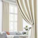 DUALIFE Beige Curtains 102 Length 2 Panels, Cream Blackout Curtains Thermal Insulated Window Treatment Room Darkening Drapes for Living Room Back Tab/Rod Pocket, 52 by 102 Inches Long