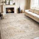 AMOAMI-Area Rug 8FT X 10FT Rugs for Living Room-Vintage Soft Beige Rugs for Bedroom-Non Slip Carpet-Washable Rug for Dining Room Living Room Bedroom Office Under Table