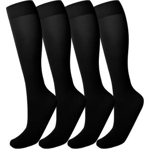 MANZI Women's Knee High Socks 40 Denier Ladies Nylon Semi Opaque Trouser Socks 4 Pairs Knee Stockings