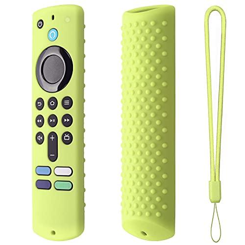 Hi Color Silicone Cover Compatible with 5.6 Inch Fire TV Stick (3rd Gen) Remote Firestick Remote Cover for Firesticksticktv Silicone Protective Case Sleeve(Glow Green)