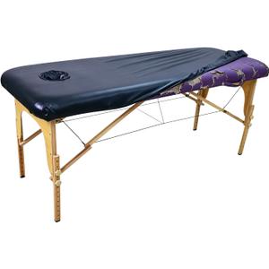 Massage Table Cover with Face Hole (32 Inches Wide) | 100% PU Massage Table Cover Protector | Wipeable, Reusable & Waterproof Vinyl Cover for Square Massage Tables (32W x 74L x 4H Inch 1pack, Black)