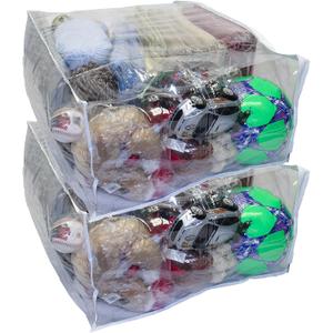 7 x 2-Pack Jumbo Heavy Duty Vinyl Zippered Storage Bags (Clear) for Sweaters, Blankets, Comforters, Bedding Sets and Much More! (24" x 20" x 11")