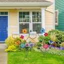 YEAHOME Garden Decor for Outside, 2 Pack 37“ Metal Butterfly Garden Stakes, Spring Wall Decor, Colorful Look & Personalities Flowers Yard Art for Outdoor Lawn Backyard Porch Patio Home Decorations