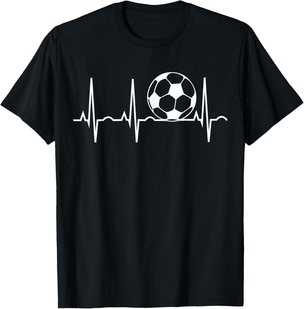 Soccer Heartbeat - Soccer Ball Heartbeat T-Shirt (Black, M)