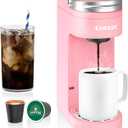 CHULUX Slim Single Serve Coffee Maker for K Pods, One Cup Coffee Maker Fits 7.3" Travel Mugs, Coffee Machine with 6 to 12oz Brew Sizes, Salmon Pink