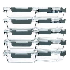 M MCIRCO 10-Pack,22 Oz Glass Meal Prep Containers,Glass Food Storage Containers with lids,Lunch Containers,Microwave, Oven, Freezer and Dishwasher (Gray)