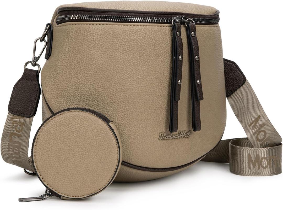 Montana West Large Crossbody Bags for Women Bum Bag Sling Purse with Adjustable Strap (Large-khaki+coffee) Montana West Large Crossbody Bags for Women Bum Bag Sling Purse with Adjustable Strap (Large-khaki+coffee)