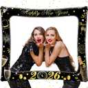 KatchOn, New Year Photo Booth Frame - 30 Inch | Inflatable New Years Photo Booth Props | New Years Eve Party Supplies 2026 | Nye Decorations 2026 | Happy New Year 2026 | Nye Party Supplies (Black and Gold)