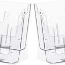 zavekia 1 Pack 2 Tier Acrylic Brochure Holder 8.5 x 11 inch, Clear Literature Organizer Magazine Stand with Removable Divider for 4 x 9 inch Brochures,Magazine Holder,Flyer Holder
