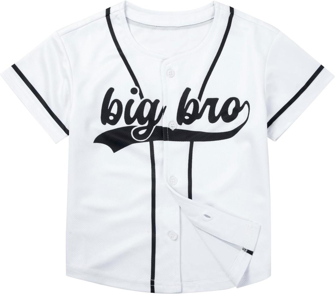 Big Brother Shirt for Toddler Boy Baseball Jersey Button Down Hip Hop Sport T Shirts Baby Announcement Tee Top