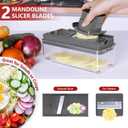 Vegetable Chopper, Onion Chopper Dicer, Mandoline Slicer, Food Chopper with Container, Vegetable Cutter for Salad Potato Carrot Garlic9 Blades, Grey (Gray)