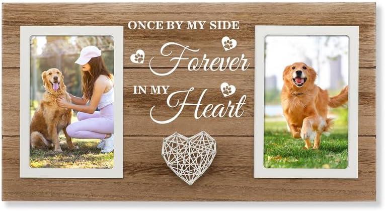 Dog Memorial Gifts for Loss of Dog - Pet Memorial Gifts for Dogs Cats - Cat Dog Memorial Picture Frame, Passing Away Gift for Dog Cat Sympathy Gift Photos Frame Double 4x6 IN