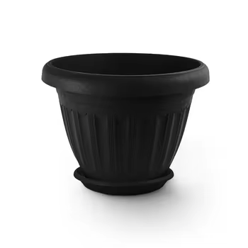 4 pack Plant Pots Plastic Flowers Garden Bowl Planter Black Wide Shallow Plant Pots with Drainage Holes Planter Bowl for Indoor Outdoor Flowers Herbs