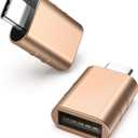 Syntech USB C to USB Adapter [2 Pack] USB C Male to USB3 Female Adapter Compatible with iPhone 17 Pro Max iMac iPad mini/Pro 2021 MacBook Pro Air 2024 and Other Type C Devices, Gold