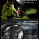 20Modes Headlamp Rechargeable with Zoom&Red Side Light,4000LM Headlight with Motion Sensor 3Color Lights, IP65 Waterproof 90° Adjustable Hiking Fishing Camping Emergency Hard Hat Headlamp