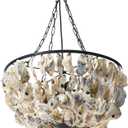 Creative Co-Op Round Oyster Shell Chandelier with 2 Lights