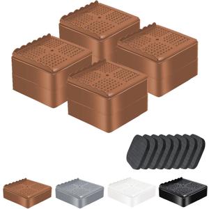 shouwuhho Furniture Risers, 4 Pack Bed Risers with Non-Slip Grip and Heavy Duty Support, 1 Inch 2 Inch 3 Inch 4 Inch Height Lift for Couch, Sofa, Table, Desk, Chair, Refrigerator - Brown, 1+1 Inch