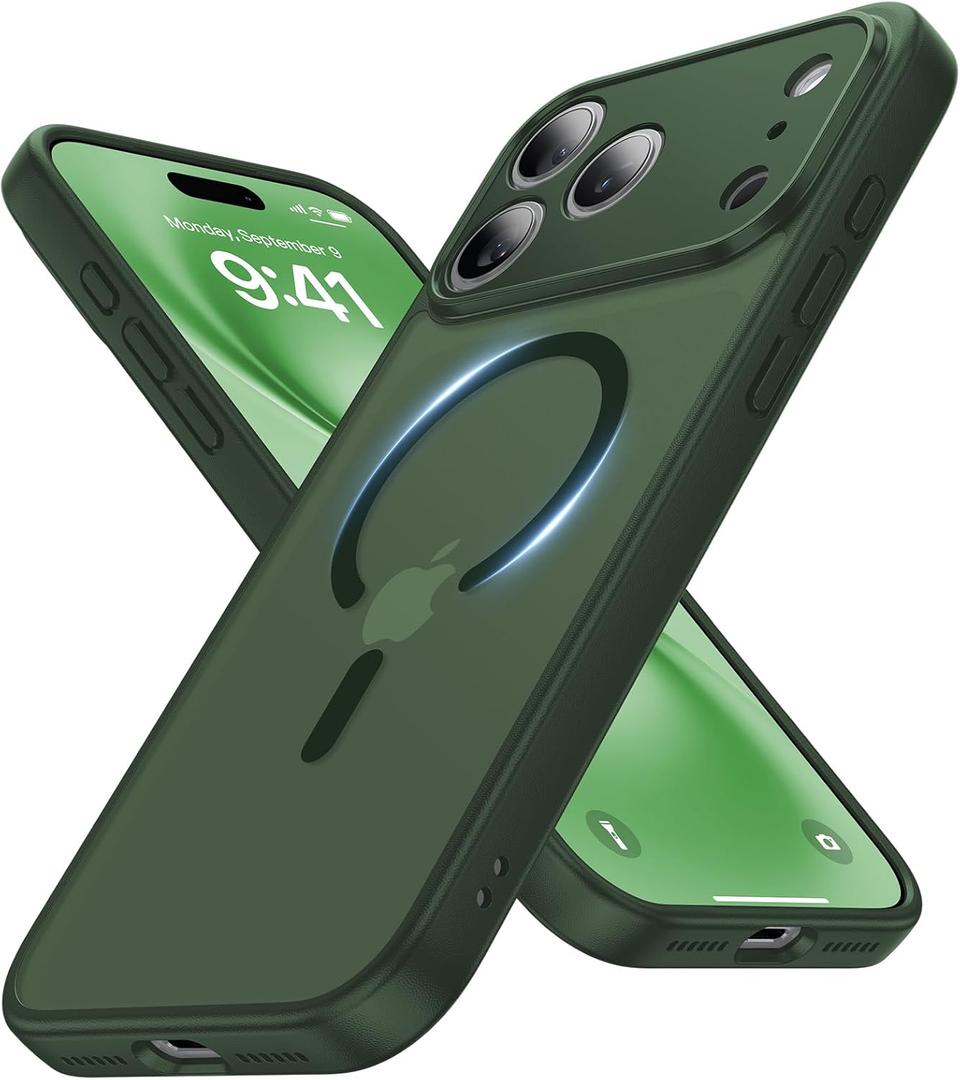 Faiono Magnetic for iPhone 17 Pro Max Case [Full Camera Protection][Military-Grade Protection][Compatible with MagSafe] Shockproof Protective Slim Phone Case for iPhone 17 Pro Max, Forest Green