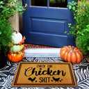 Ytanie Welcome Mats for Front Door Outdoor Entry Check for Chicken Shit Doormat Non Slip Rubber Mat for Home Indoor Farmhouse Funny Kitchen Rugs Patio Full Brown