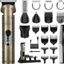 Hatteker Beard Trimmer Kit Professional Hair Clipper Zero Gapped T-Blade Electric Razor Shaver for Nose Ear Body Face Mustache Trimmer for Men Cordless Grooming Kit 8 in 1 (Bronze)