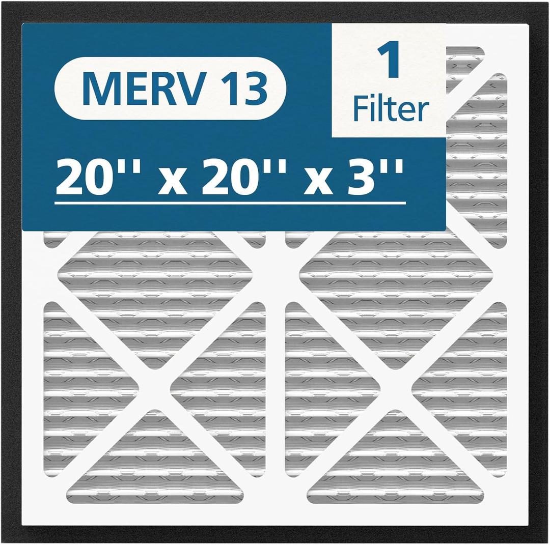 20x20x3 MERV 13 Air Filter Compatible with Zephyr VGF Series 20x20x3 Whole Home Deep Pleated Return Air Grille Filter, MERV 13 Air Filtration System, White, 1 Pack