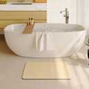 Mecko Bath Mat, Ultra Absorbent Quick Dry Bathroom Floor Mats-Rubber Non-Slip Thin Bathroom Rug Fit Under Door, Faux Suede Surface Shower Rug for Bathtub, Sink, Shower Room(Beige,16"x24")