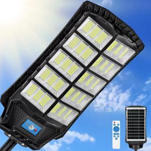 12000W Solar Street Lights Outdoor Waterproof, Large Solar Parking Lot Lights Dusk to Dawn with Remote Control and Motion Sensor, Pole or Wall Mounted, for Outside Yard Garage Barn Driveway