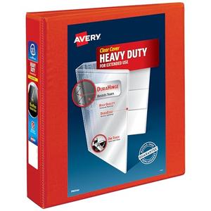 Avery Heavy-Duty View 3 Ring Binder, 1.5 Inch EZD Rings, Great for Portfolios, Office, School Notebooks, and More, 1 Red Binder (79171)